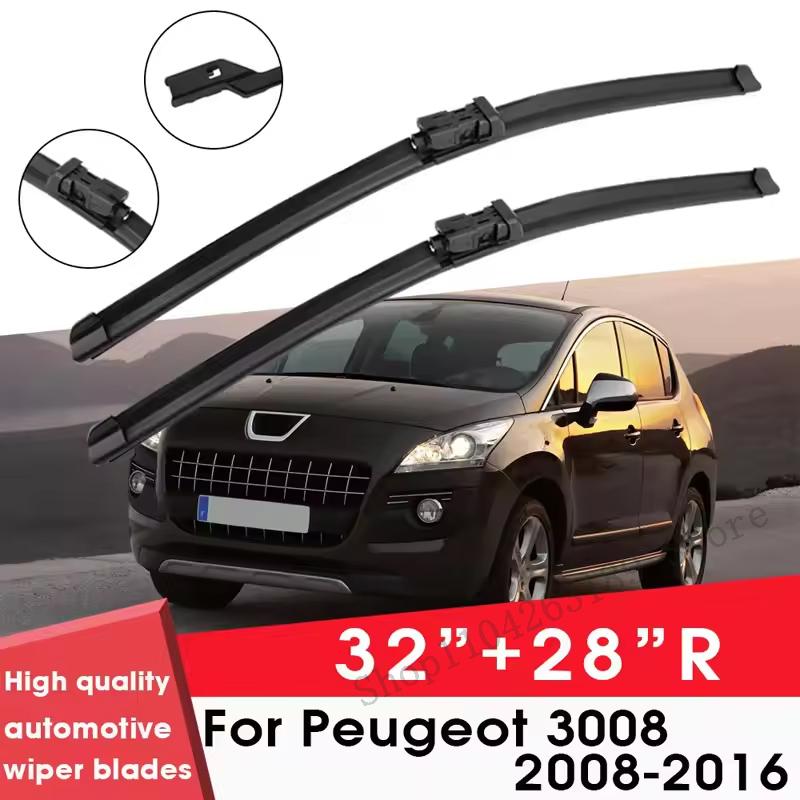 Автомобильные щетки стеклоочистителя для Peugeot 3008 2008-2016 32"+28R" Очистка лобового стекла Натуральная резина Автомобильные дворники Аксессуары