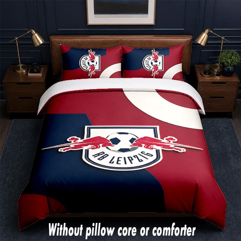 RB Leipzig Football Design Bed Bedding Set 1 Duvet Cover + 2 Pillowcases Soft Breathable Household Bed Linens