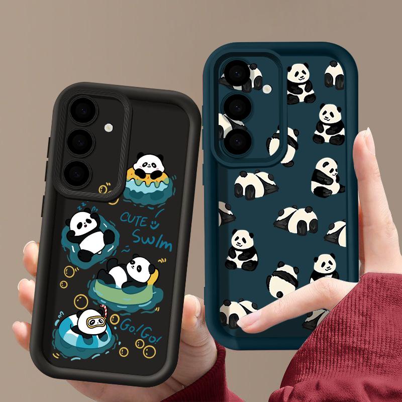 Милый Чехол с Принтом Панды для Samsung S26 S25 Ultra S24 S23 S22 Plus S21 FE A15 A16 A17 A35 A36 A37 A54 A55 A56 A57 5G Ударопрочный Бампер