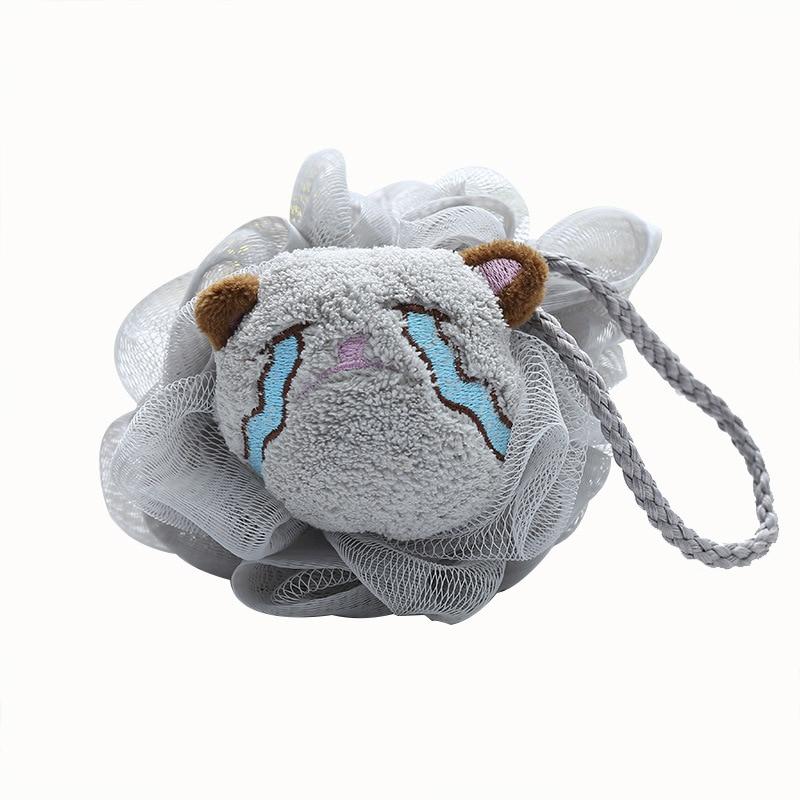 Bath Balls Exfoliating Cartoon Animal Head Facial Expression Pattern Bath Sponge Ball Wisp for Body Children’s Toys for Bathing