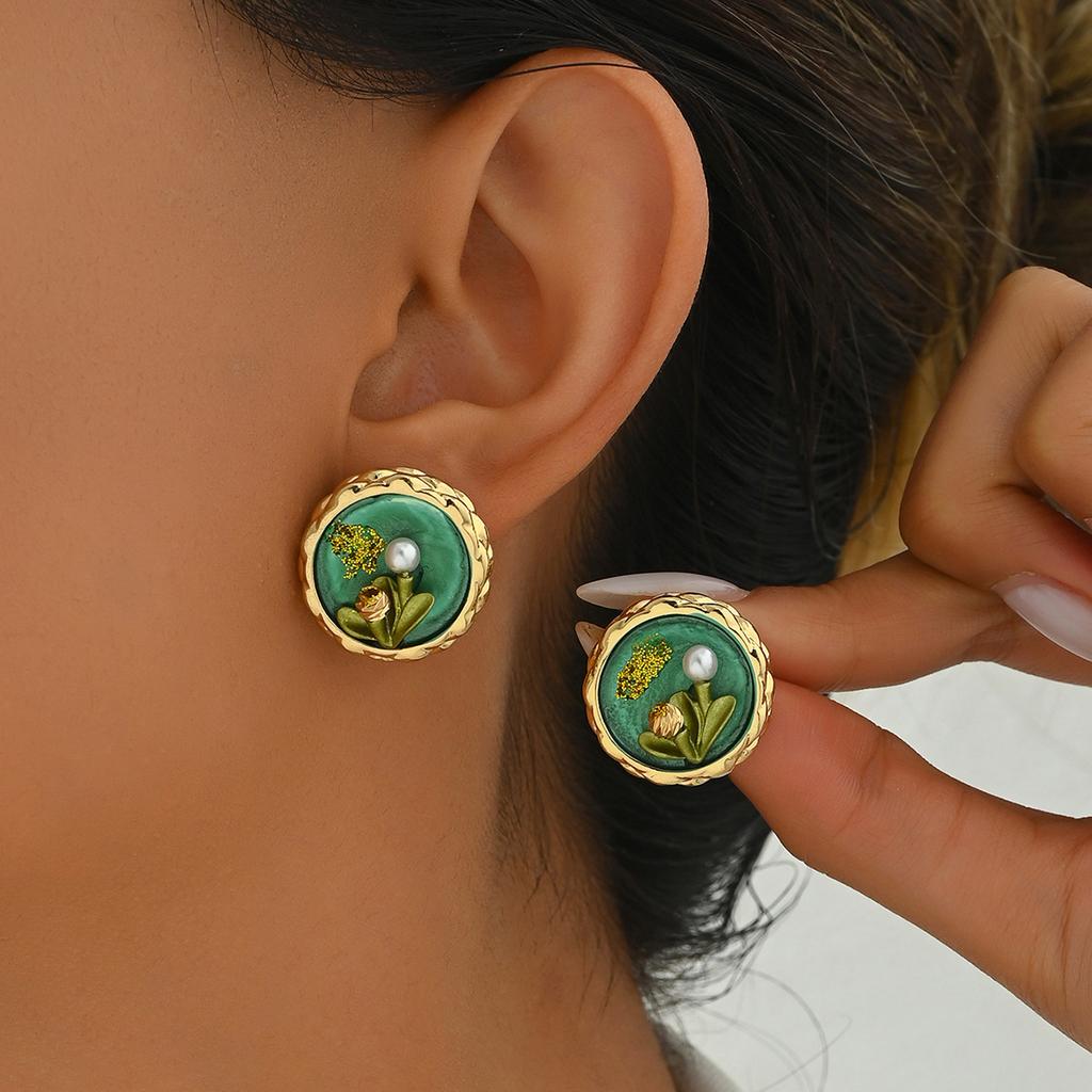 Простые геометрические женские серьги-капли с персонализированным цветочным дизайном с жемчугом, серьги-пусеты премиального качества