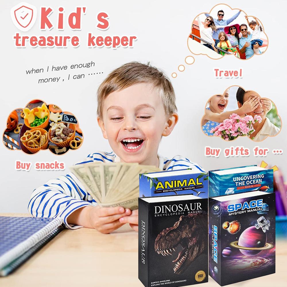 Новый сейф в форме книги с кодовым замком – Скрытая копилка и секретное хранилище для детей, идеальный подарок на день рождения и Рождество