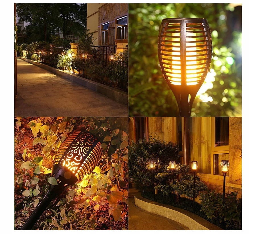 Solar Torch Lamp Xl 50 Cm Flame Effect Garden Lamps 12Led