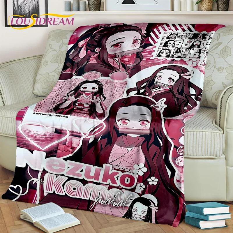 Kamado Nezuko Demon S-Slayer Japan Anime Soft Flannel Blanket для кроватей, спален, диванов, пикников, пледов для детей, отдыха на свежем воздухе