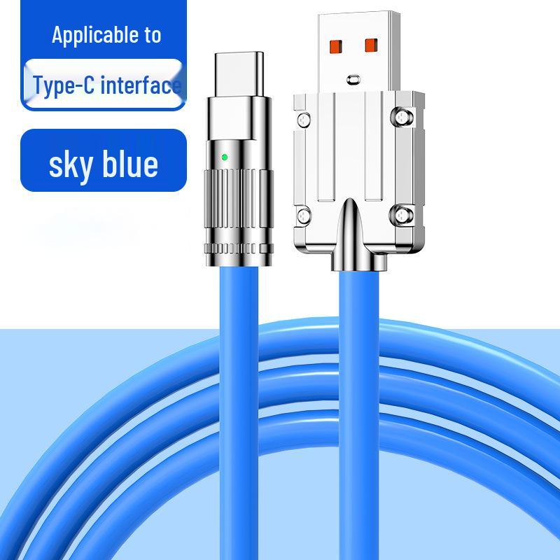 Светящийся Type-C кабель 120 Вт для Super Flash Charging: Совместимо с устройствами Apple, Huawei, Vivo, Oppo и Xiaomi