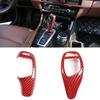 Интерьер автомобиля красный углеродное волокно ABS ручка переключения передач рукав кнопки крышка наклейки для BMW F20 F30 f10 f32 F25 X5 F15 X6 F16 LHD
