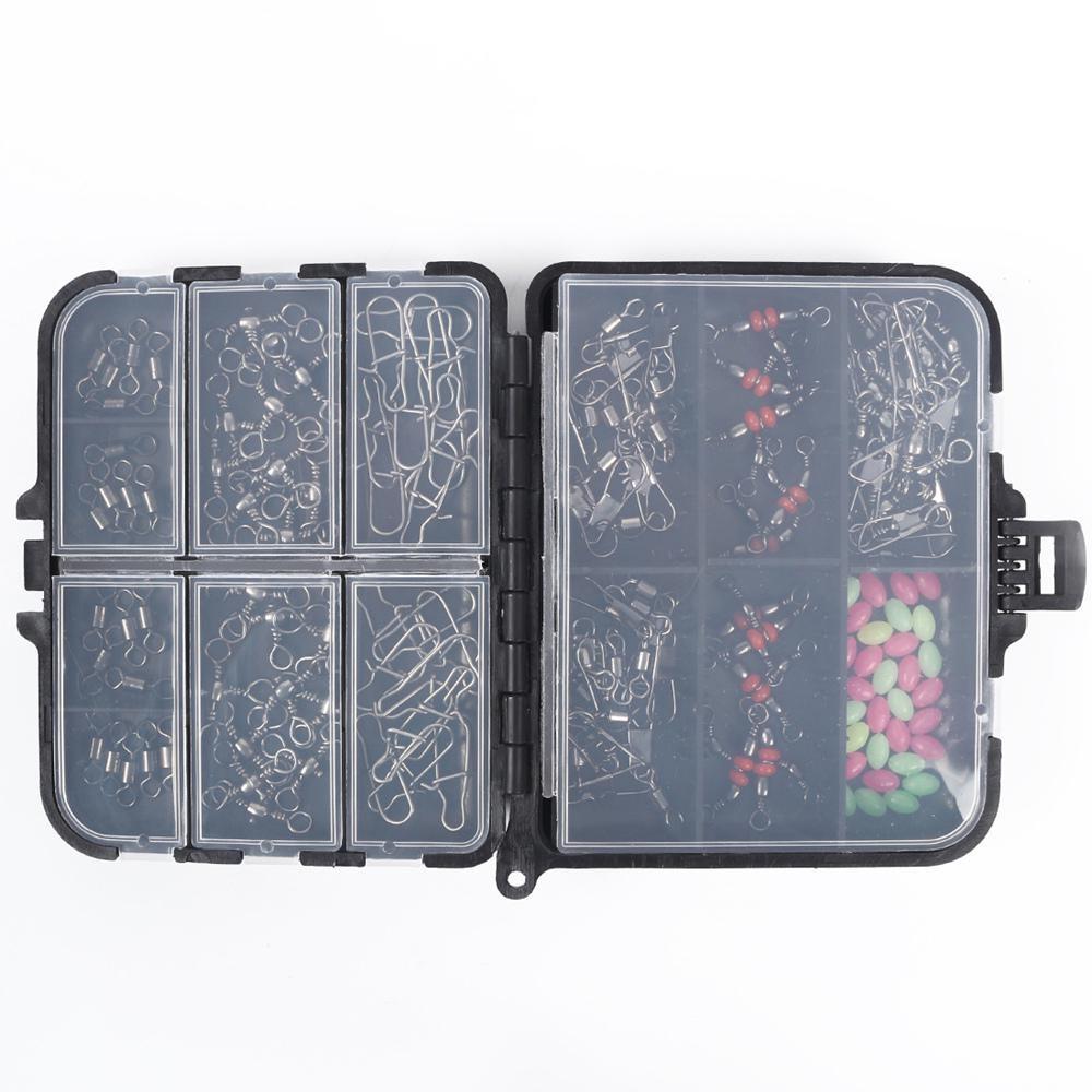 140pcs Fishing Swivels Tackle Kit Include Ball Bearing Barrel Swivels 3 Way Swivels Fishing Swivels with Snaps Tackle Box