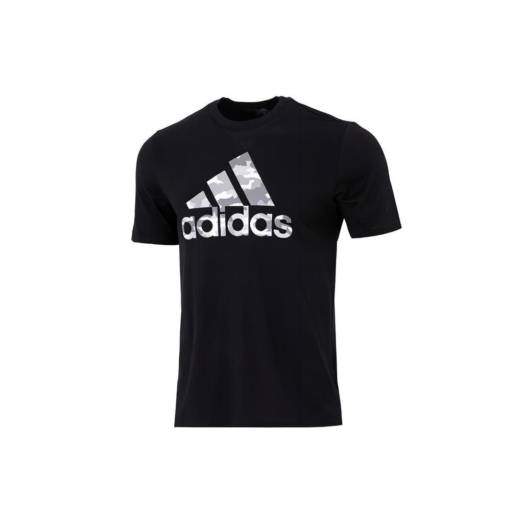 adidas Футболки Мужские Черные С Круглым Вырезом Умеренный Прямой Крой HE2370