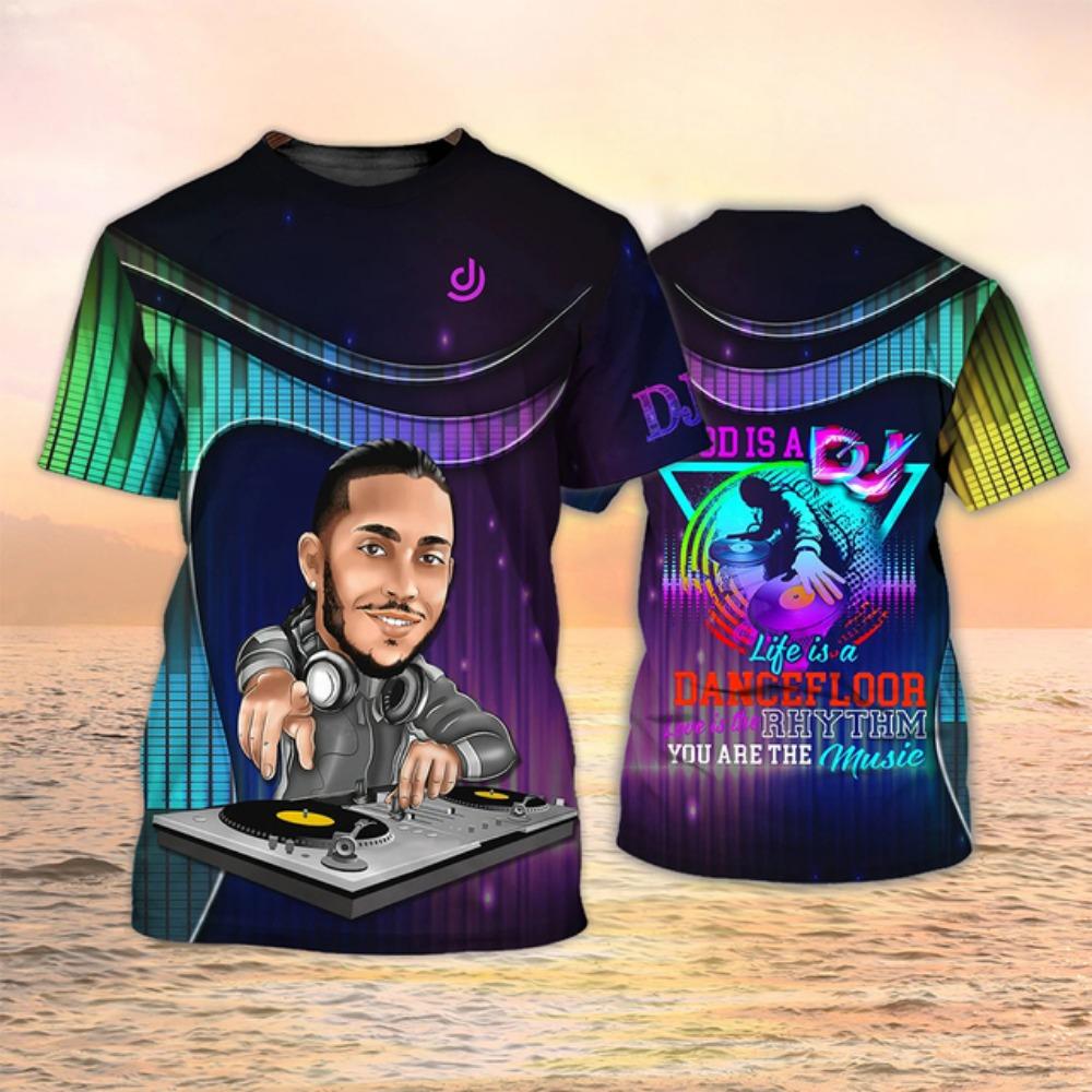 Mens Tshirt Nightclub Rock Dj Bar Party Short Sleeve Fashion Trend Unisex Dress Oneck Tshirt 3d Musical Lnstrument Print