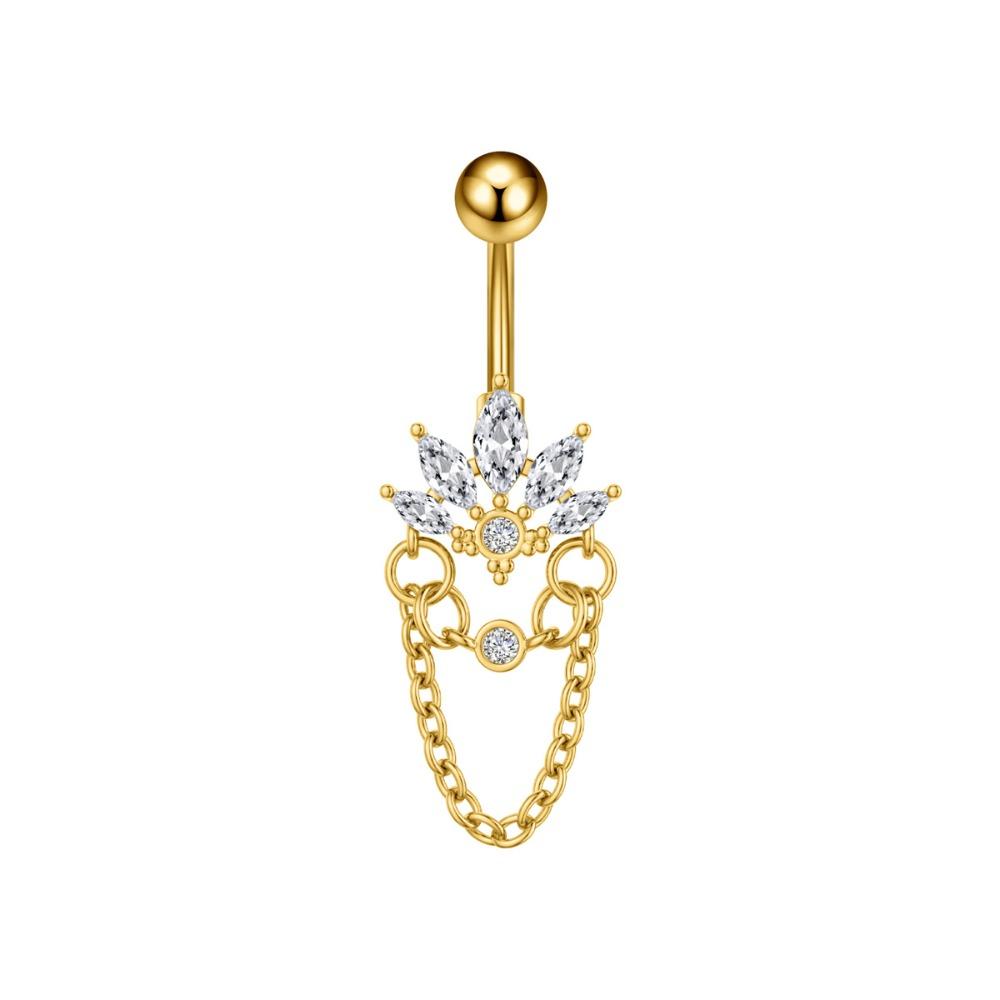 Elegant Crystal Ball Belly Button Rings Copper Shiny Body Jewelry New Gem Navel Piercing  Men