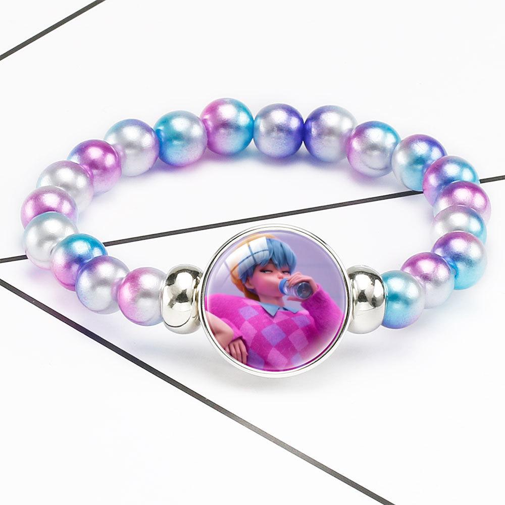 Браслет из бусин с плавным переходом цвета Rumi Zoey Mira Браслет с инкрустированным кристаллом Скрытая застежка Съемное эластичное украшение