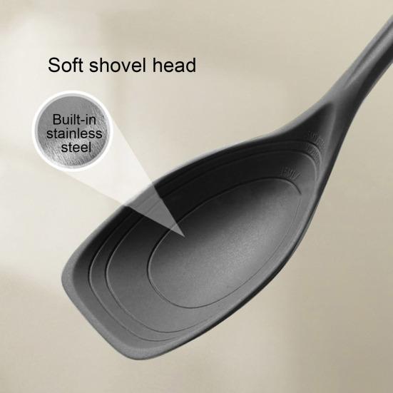 Большая силиконовая кухонная ложка, набор шпателей с антипригарным покрытием, набор твердых ложек с прорезями, конструкция с подвесным отверстием