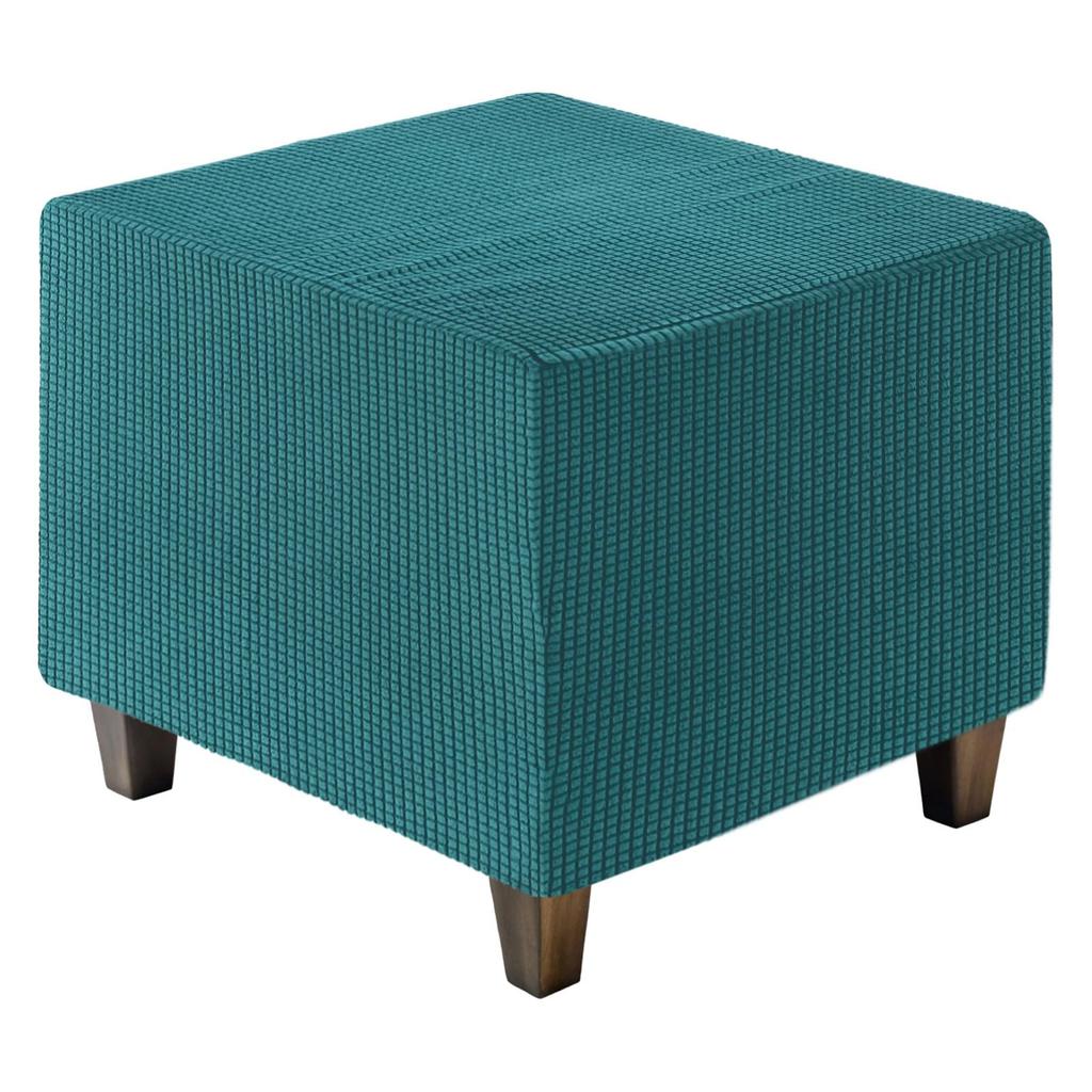 uxcell Square Jacquard Ottoman Slipcover with Elastic Stretch Footrest Stool Cover for Living Room Furniture Protector Medium Bottom, (Cyan, Size)