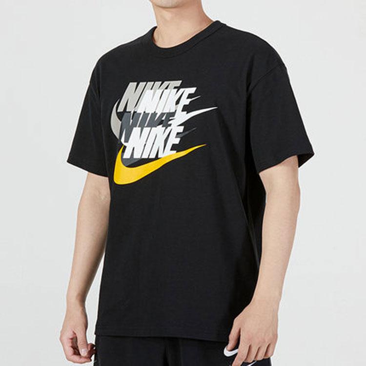Nike Спортивная повседневная футболка с коротким рукавом и принтом логотипа для мужчин, черная DV3317-010