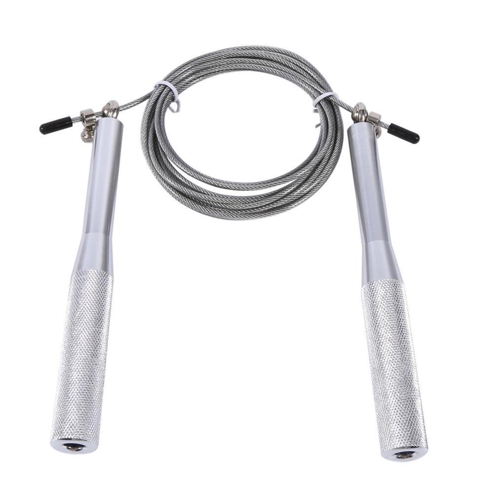 New Aluminium Speed Adjustable Steel Jump Rope Steel Wire Speed Skipping Rope(silver)