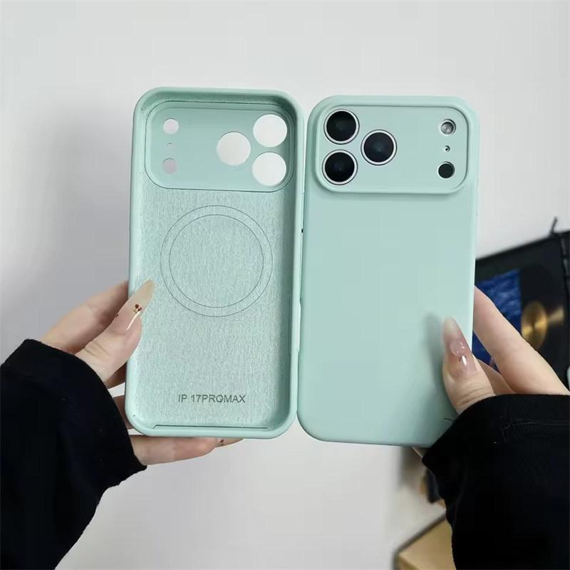 Жидкий силиконовый магнитный чехол для iPhone 17 Air 16 15 14 Plus 13 12 Pro Max для защиты камеры Матовая крышка