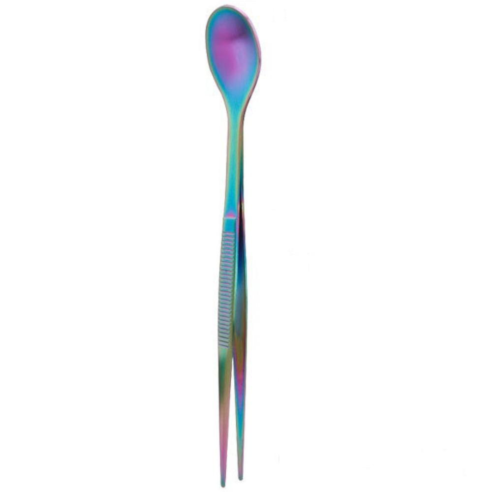 Multi-functional Sauce Spoon Portable Stainless Steel Food Tweezers 2in1 Design Flavor Test Spoon Tweezers Kitchen Utensil
