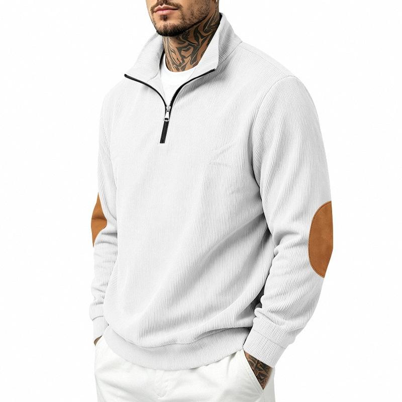 Autumn/Winter Stand-up Collar Half-Placket Zip-Up Sweatshirt: Stylish, Minimalist, Retro Men’s Sports Top