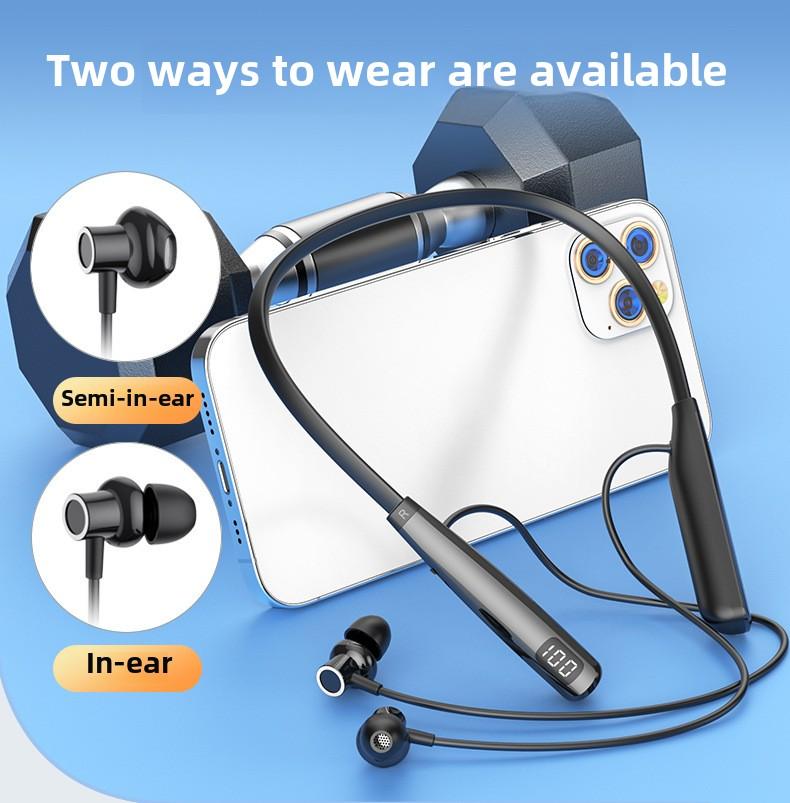 Беспроводная Bluetooth-гарнитура для шеи, висящая на шее, бег, сверхвысокая выносливость, шумоподавление, цифровой дисплей