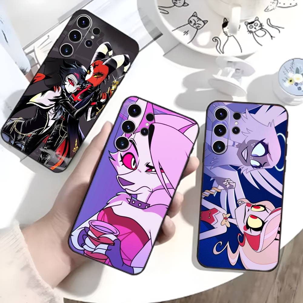 Чехол для телефона H-Helluva Boss для Samsung S26, S25, S24, S23, S22, S21, S20, Ultra, Plus, FE Черный Мягкий Чехол