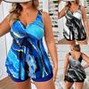 Women Large Size Floral Print Swimsuit Female Summer Two Piece Tankini Set Fashion Monokini Beachwear Bath Suit