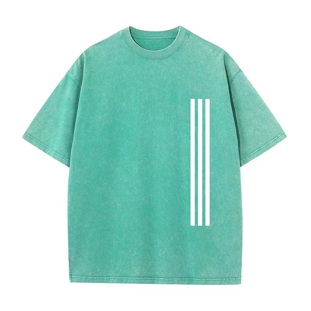 Ретро-стираемая винтажная футболка Высококачественные футболки Летняя свободная одежда с коротким рукавом Ретро-стираемая хлопковая свободная уличная одежда