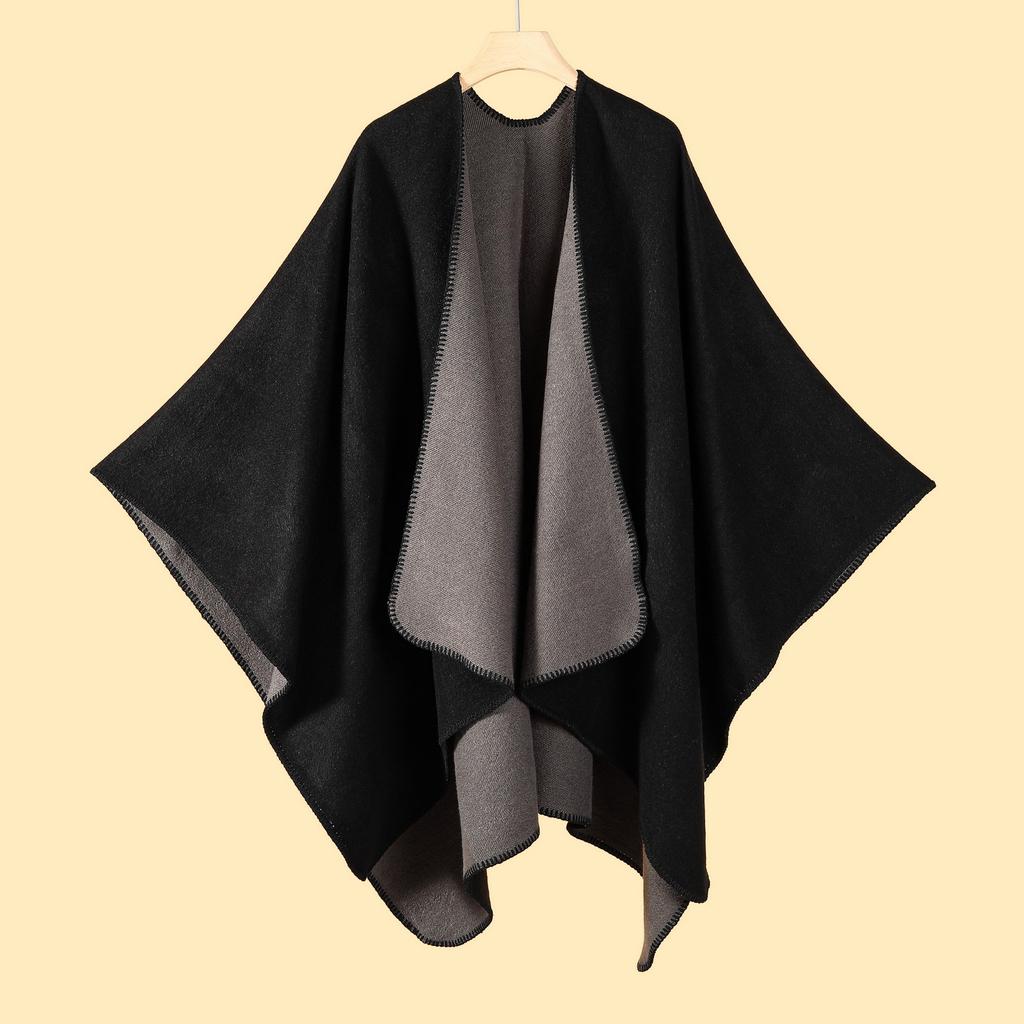 Shawl Imitation Cashmere Knitted Scarf Split Fork Oil Painting Cape Cloak Outside