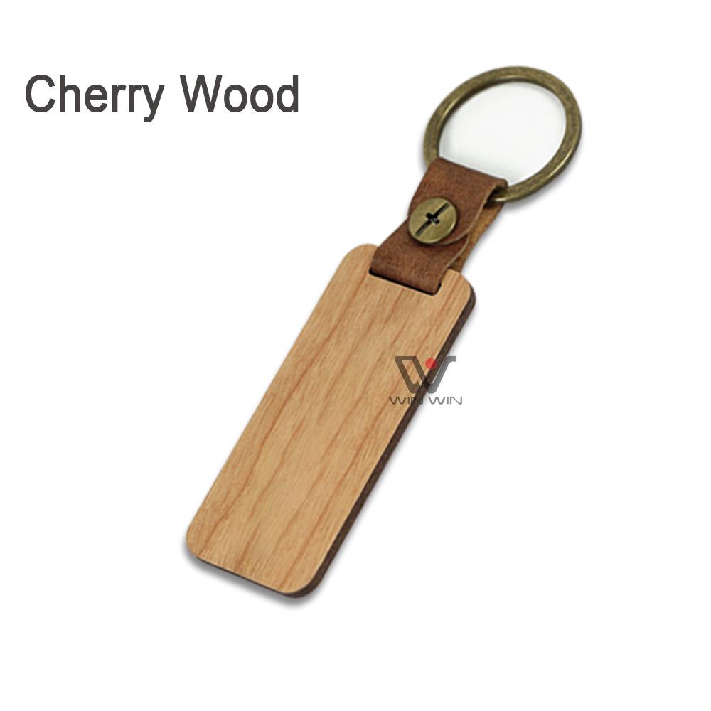 Rectangle Wooden Keychain Pendant - Business Gift In OPP Packaging