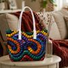 Colorful Tribal Print Large Tote Bag Casual Shoulder Handbag for Daily Use