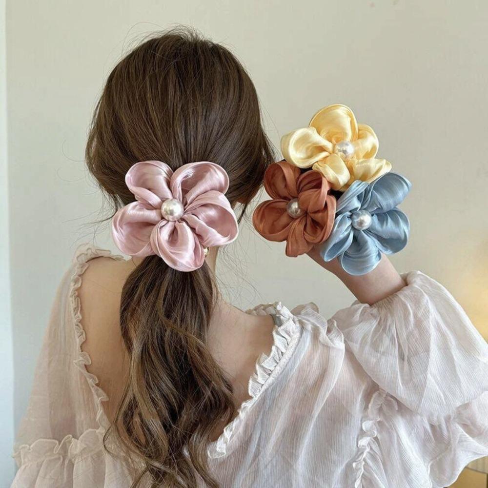 Cloth Hair Loop Three-dimensional Flower Flower Ponytail Head Rope Elegant Hair Circle Girl