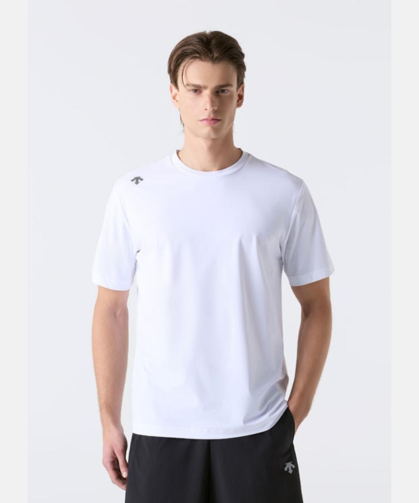 DESCENTE Белая короткорукавная футболка для бега из трикотажа Sr223Rts44 (Тип)