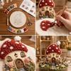 House Scene Poke Art Kit Mushroom Cottage DIY Handmade Set Textile Art Kit  Desktop Display