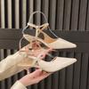 Women Sandals Pointed Toe Elegant Low-heel Shoes Summer Fashion Slingback Woman Mules Shoes Pumps Dress Shoes