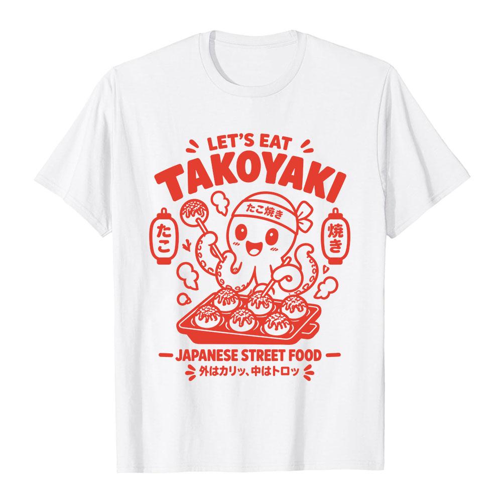 Men Women Funny Takoyaki Graphic T‑Shirt Japanese Street Food Octopus Cartoon Print Short Sleeve Tees Casual Streetwear Tops