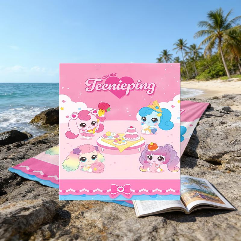 1pc Catch Teenieping Magic Sweethear (4) Beach Towel, Beach and Seaside Swimming Pool Equipment, Fashion Pattern, Rectangular, Travel Essentials