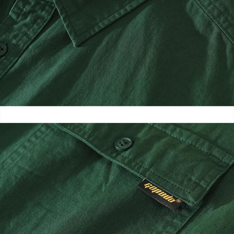 Рубашки-карго в японском стиле для мужчин, летняя рубашка с коротким рукавом, 100% чистый хлопок, повседневные свободные мужские топы, новая модная рубашка с двумя карманами для молодежи