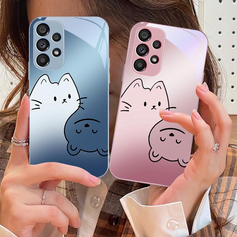 Улучшенный цвет кота для Samsung Galaxy S10 4G S20 11E 30 S21 21 22 S24 Fe Pro S23 S25 Ultra 5G S9 Чехол для телефона из закаленного стекла