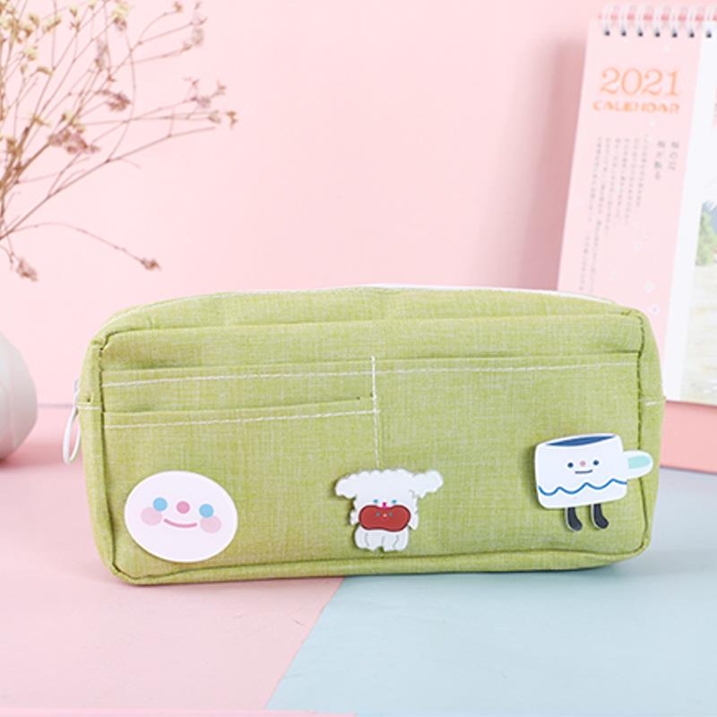 Большой кавайный фиолетовый пенал из холста, милый значок в виде животного, розовые пеналы, школьные сумки для карандашей для девочек-девушек, канцелярские принадлежности