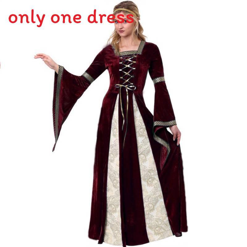 Medieval Court Gown With Velvet Material For Cosplay And Party Events