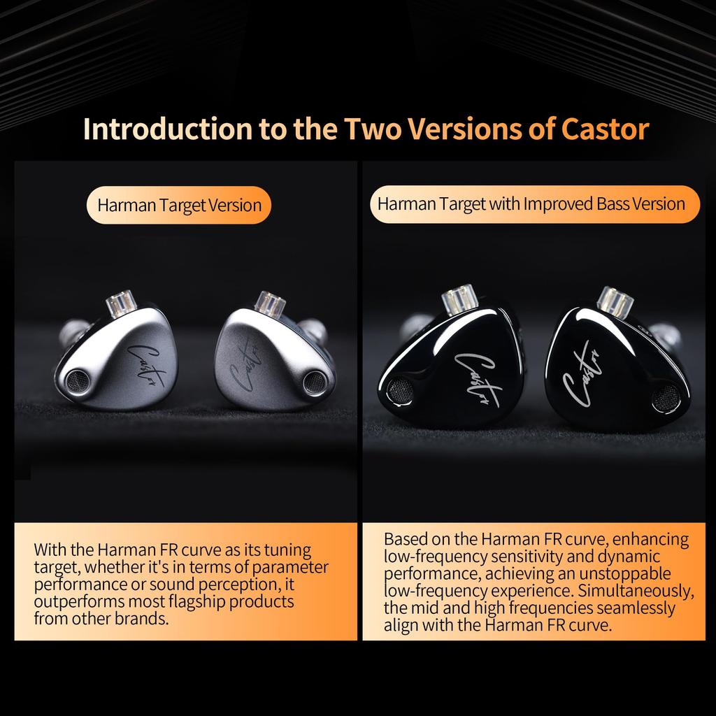 KZ Castor KZ Earphones Wired Monitor Earphones Dual Dynamic Driver Canal Earphones for Musicians and Singers 2DD Tuning Switch Frequency Reinforcement