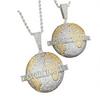 2 Tone Round Brass Pendant Men Hip Hop Necklace Full Bling Cubic Zirconia CZ Fashion Jewelry