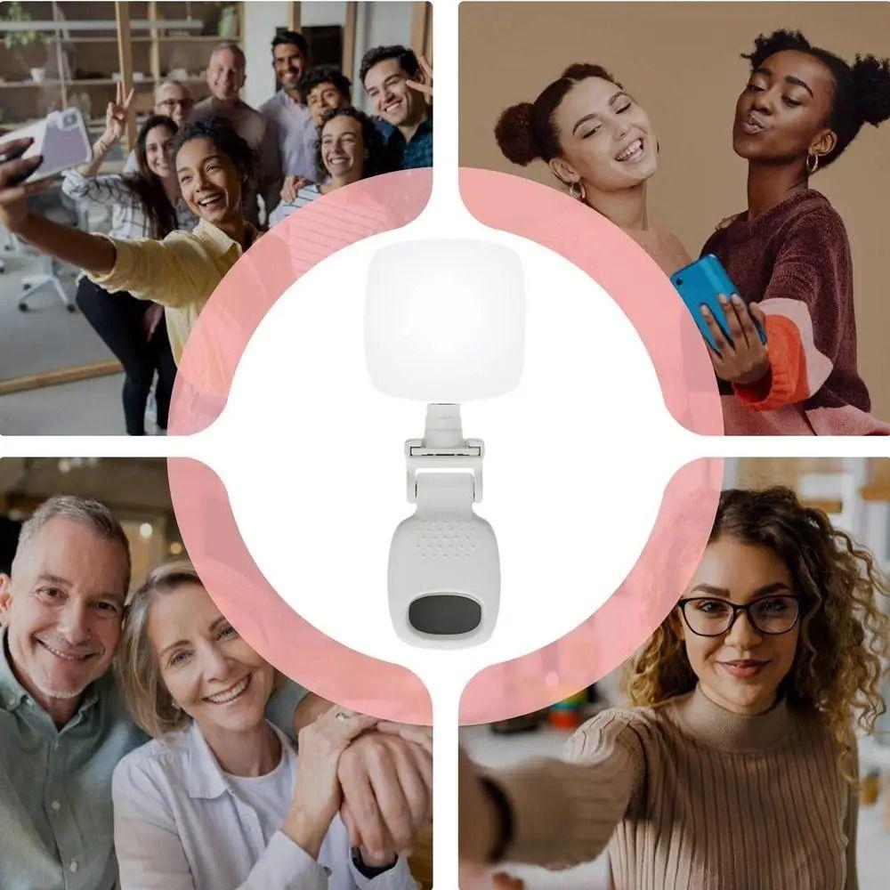 3 Color Light Portable LED Selfie Light Adjustable Brightness Mini LED Flashes  Laptop