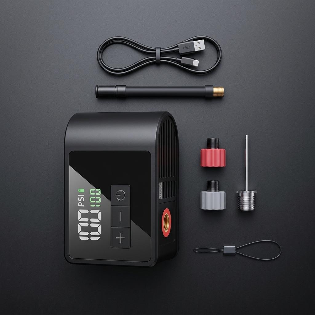 Portable Electric Air Pump Mini Smart Inflator for Mountain Road Bikes with AI Pressure Control ABS Material