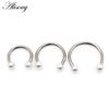 Alisouy 1 шт., нержавеющая сталь, 16 г, жемчуг, круглая подкова C, зажим для губ, носа, пирсинг козелка, перегородки, кольцо, спиральная серьга для хряща