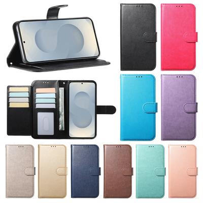 Премиальный чехол-бумажник однотонный для iPhone 16E 16 15 14 Plus 13 12 11 Pro Max 10 XR X XS 8 7, с подставкой, карманами для карт