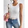 Women European Style 3d Flower Decoration Solid Sleeveless Crop Tank Top