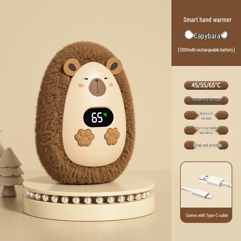 Портативная плюшевая электрическая грелка для рук с умным дисплеем – идеальный подарок для использования на открытом воздухе