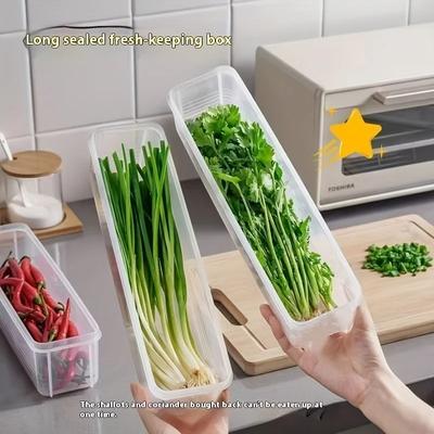 1/2/4 шт. Длинные прямоугольные контейнеры для хранения продуктов, Пластиковые многоразовые органайзеры для холодильника для трав, овощей, лапши
