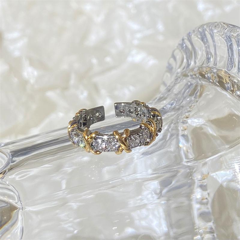 Модное кольцо X-образной формы с открытой шинкой для женщин и девушек, прозрачное геометрическое циркониевое кольцо для помолвки, свадебной вечеринки, с цирконием