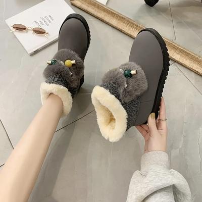 Модные женские ботильоны для снега Осень Элегантные на низком каблуке Ботильоны Обувь для женщин Зима Водонепроницаемые Нескользящие Не скользкие Ботинки с подкладкой